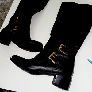 Knee high wide leg boots